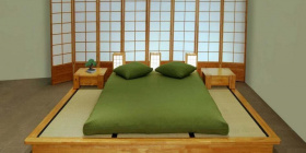 Двуспальная кровать в японском стиле